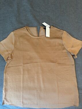 Banana Republic Short Sleeve Crewneck Blouse in Tan